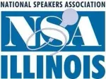 National Speakers Association Illinois logo in blue and white with overlapping letters NSA