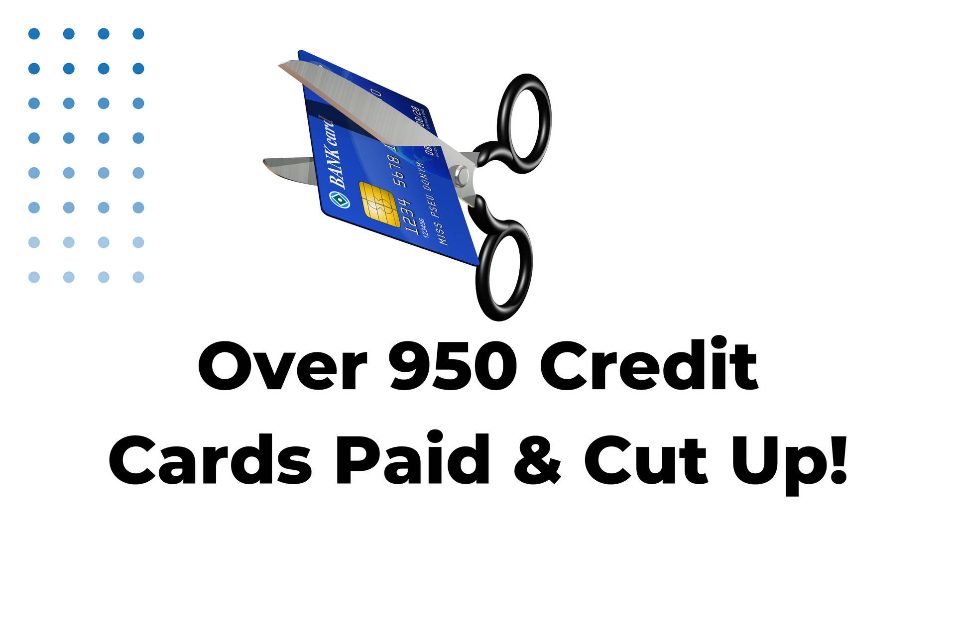 A pair of scissors is cutting a credit card in half.