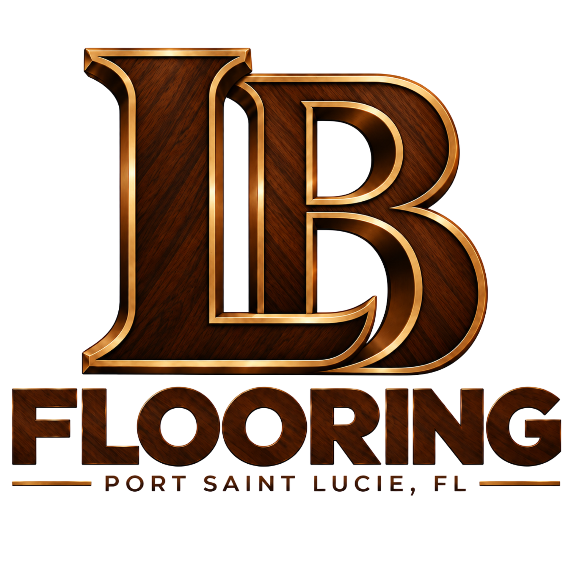 A logo for lb flooring port saint lucie fl