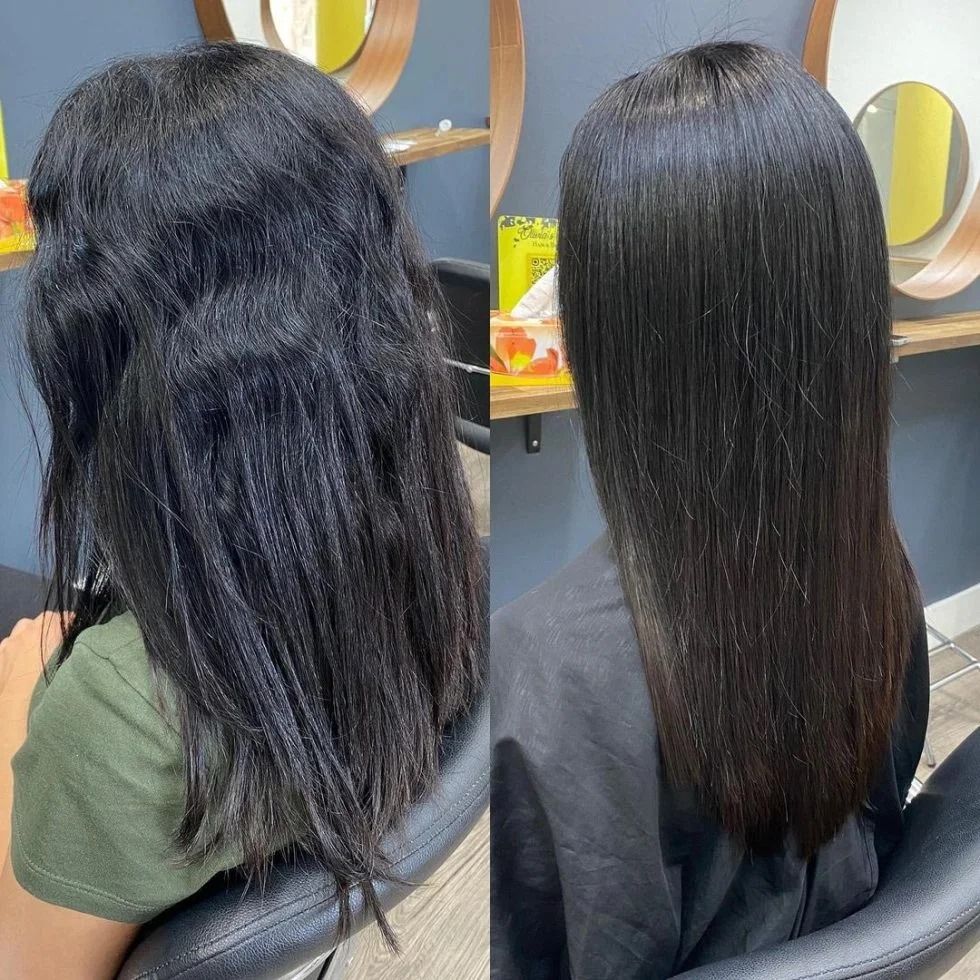 Before and After Shots of A Person's Hair — Oh So Blonde Hair Studio in Buddina, QLD