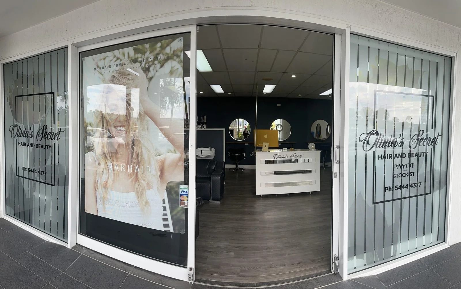 Hair Salon Exterior With Glass Doors and Logo — Oh So Blonde Hair Studio in Buddina, QLD