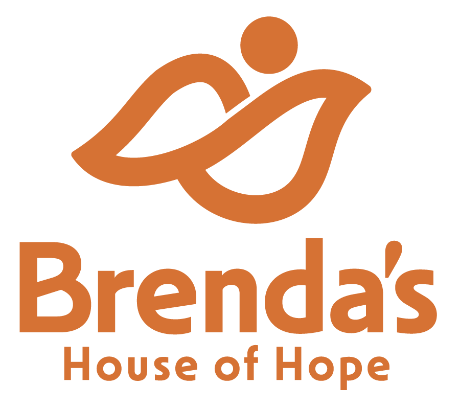 Orange Brenda’s House of Hope logo with stylized dove and sun icon