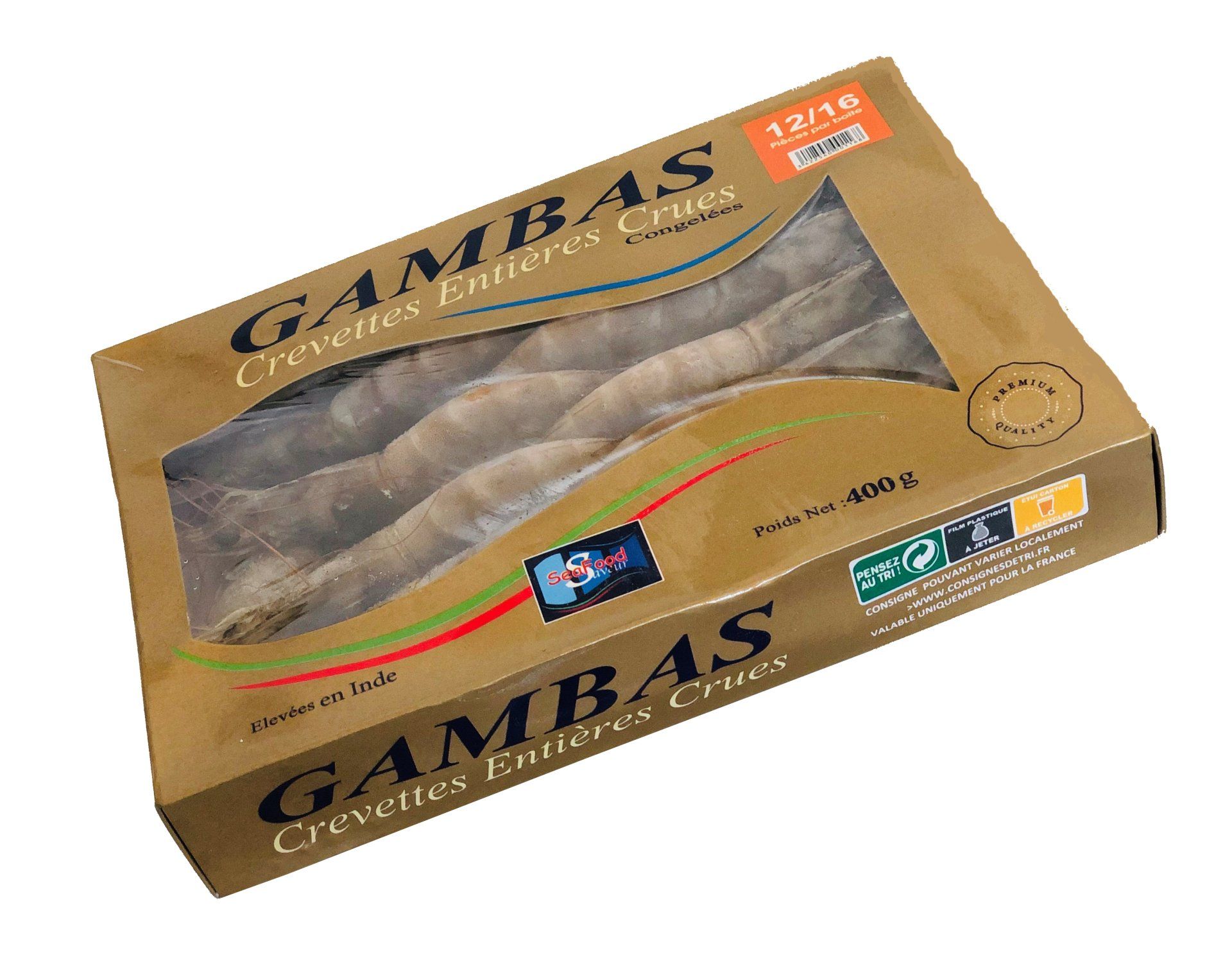 Crevettes crues congelées