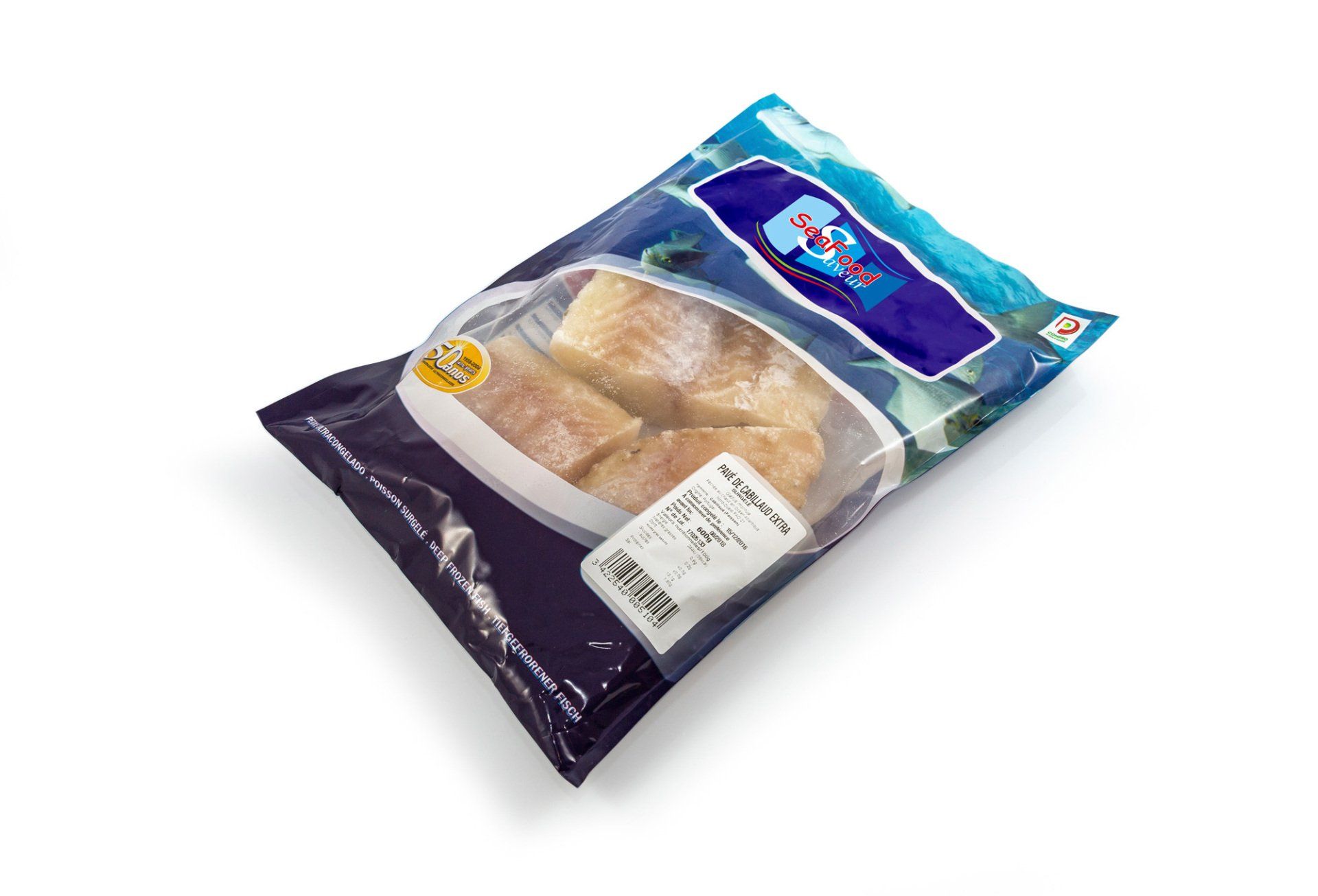 Rodaja de bacalao sin piel congelado