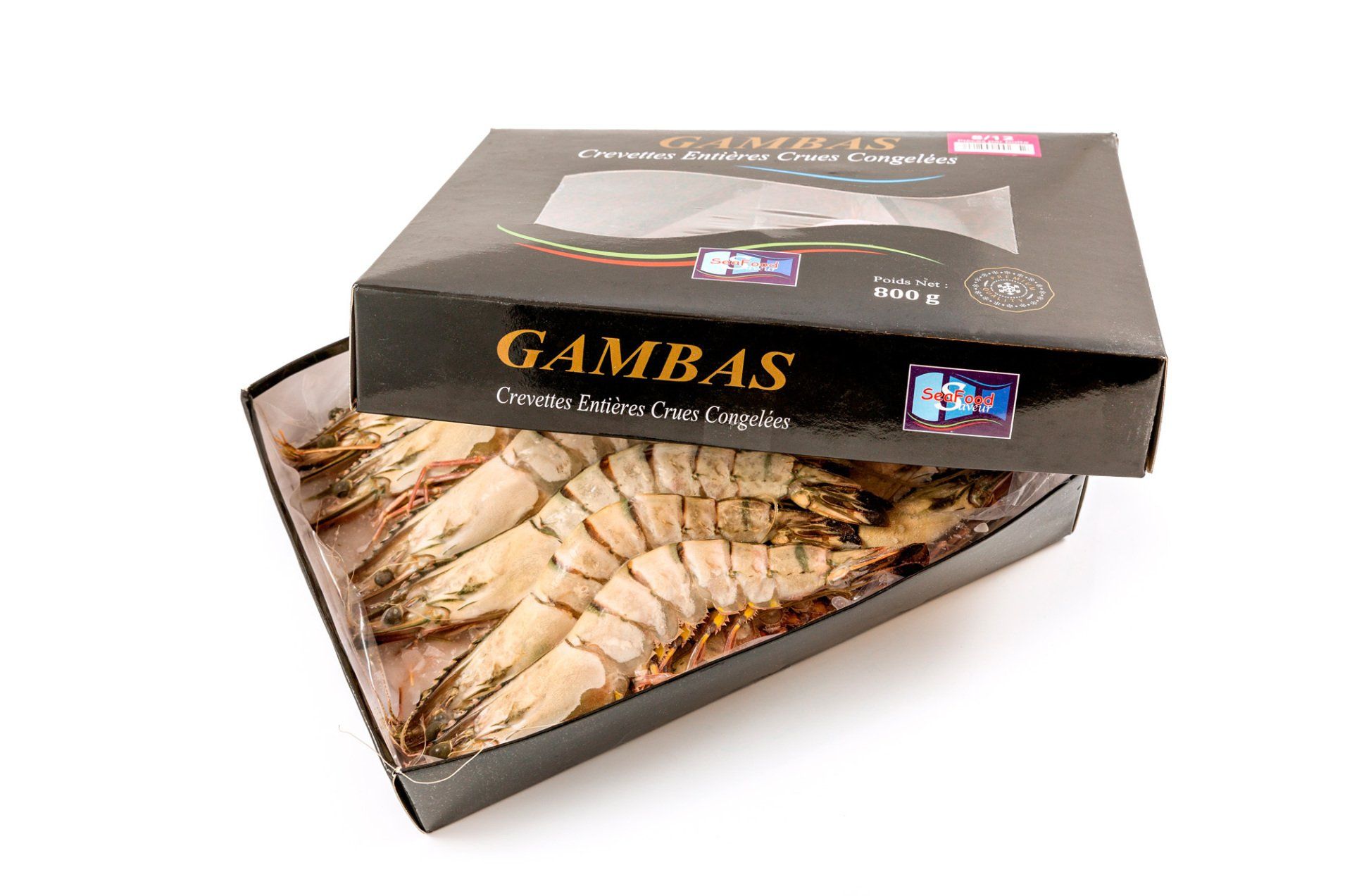 Crevettes entières crues congelées