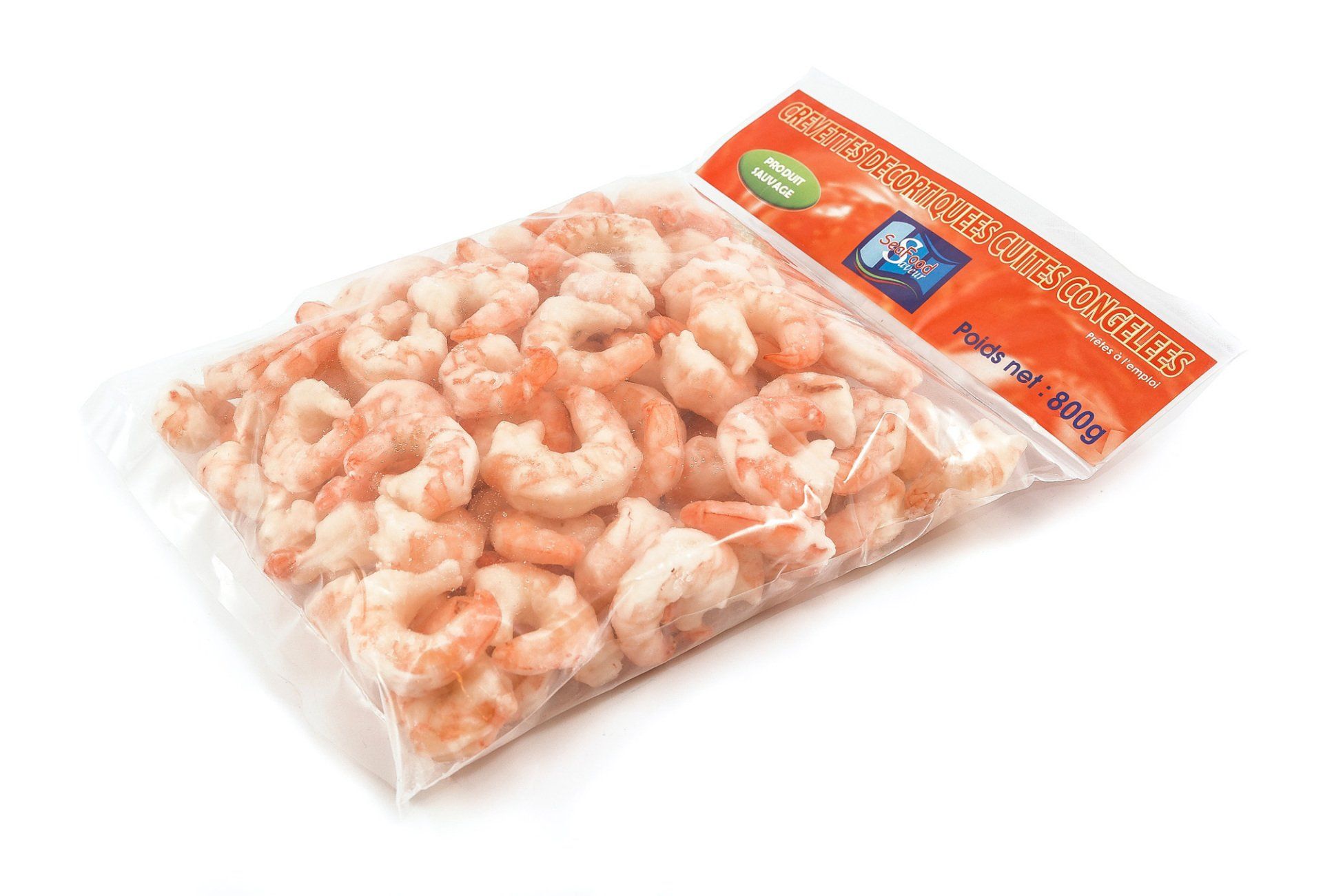 Crevettes décortiquées cuites congelées