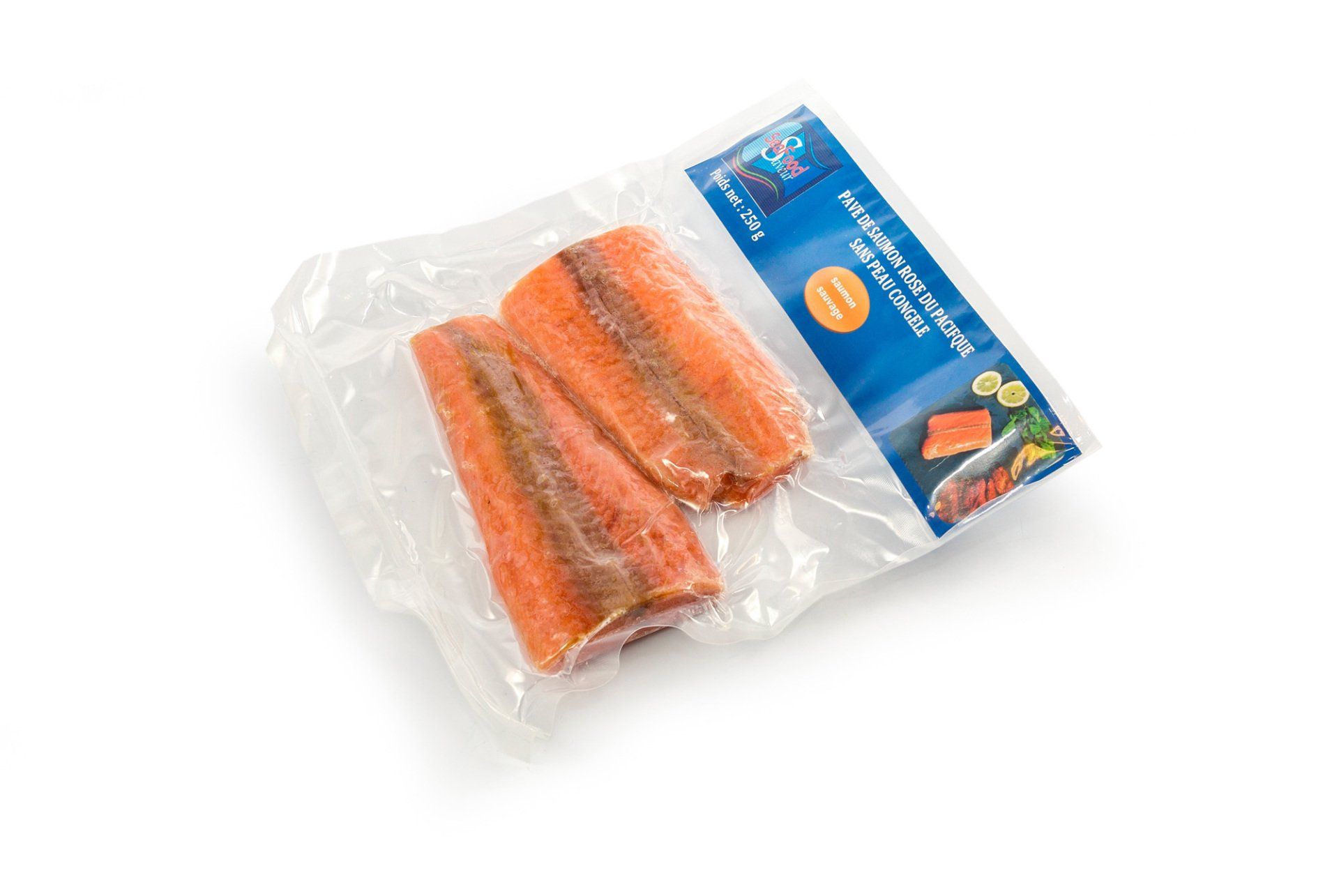 Rodaja de salmón rosado sin piel congelado - Salvaje