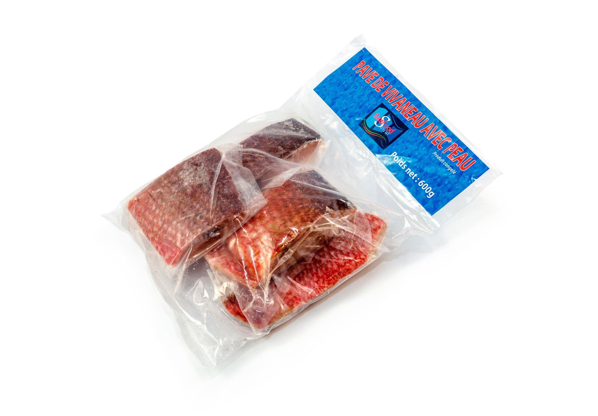 Rodaja de pargo con piel congelada