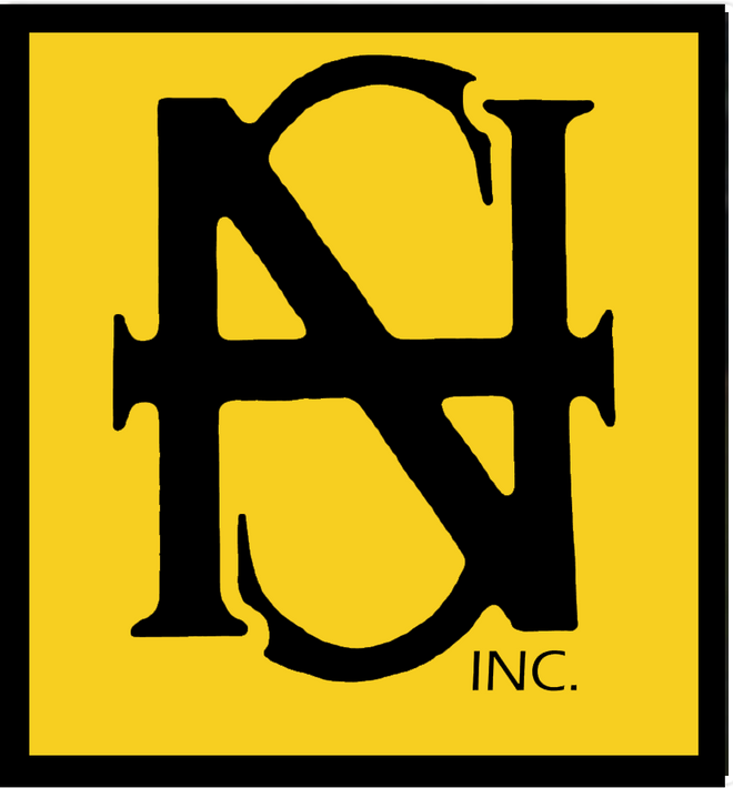A black and yellow logo for ns inc.