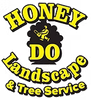 Honey Do Landscape & Tree Service logo with yellow text and a bee graphic on a black background
