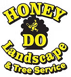 Honey Do Landscape & Tree Service logo with yellow text and a bee graphic on a black background