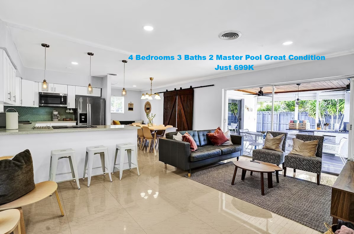 4 Bedrooms 3 Baths  great condition  Pool, split plan 2 master bedroom Fort Lauderdale furniture or without $699K