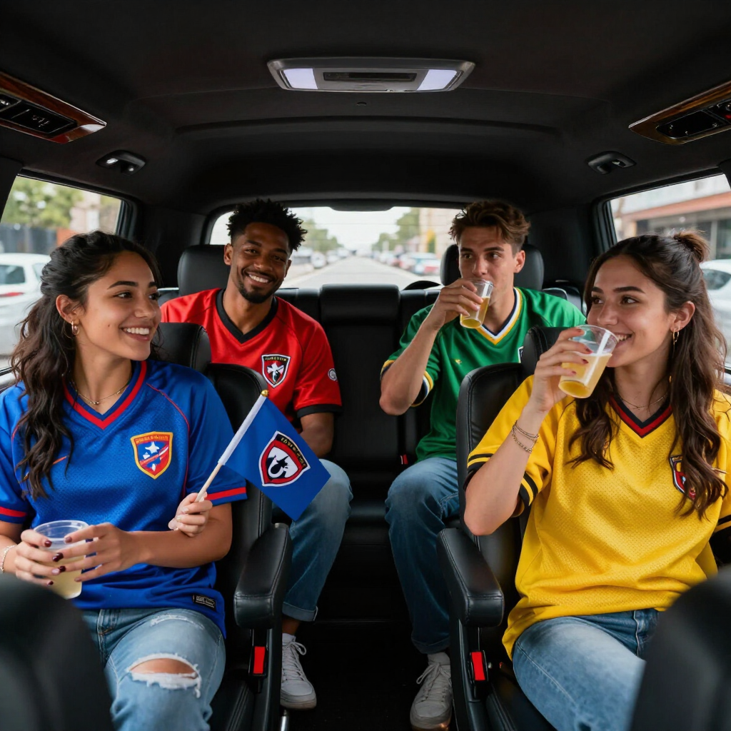Happy Fans in Limo