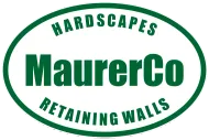 MaurerCo logo in green and white with “Hardscapes” and “Retaining Walls” around the oval