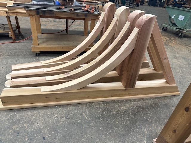 several custom wooden brackets