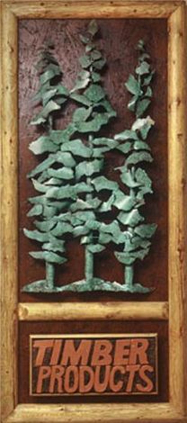 Carved wooden logo sign