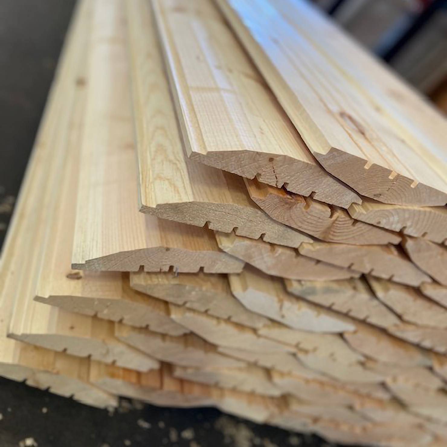 a stack of tongue and groove siding