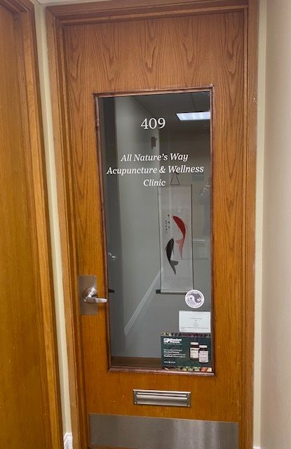 A door that says all nature 's way acupuncture and oriental medicine clinic