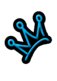 A blue and black crown on a white background.