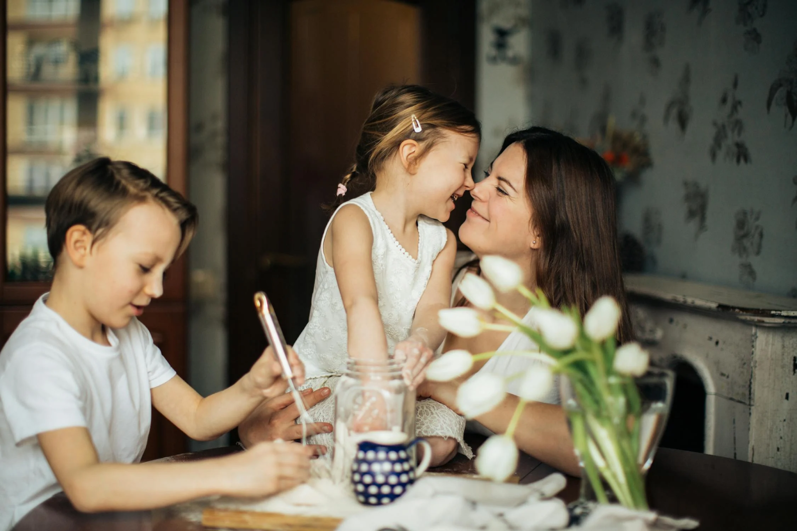 Happy family in a compact home