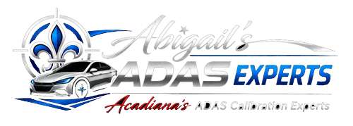 Abigale’s ADAS Experts logo in blue, black, and silver with a car and fleur-de-lis emblem