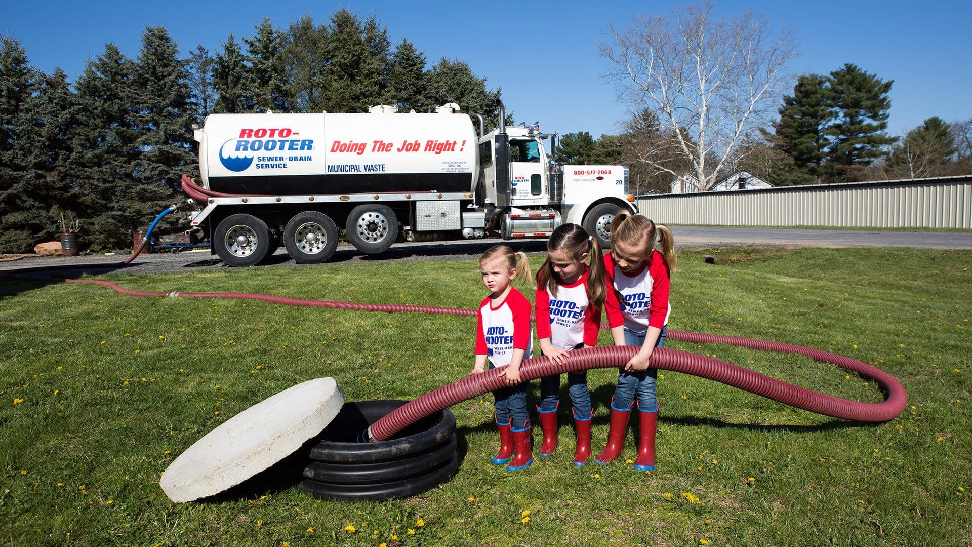 Girls with pump truck