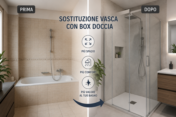 soctituzione vasca con box doccia