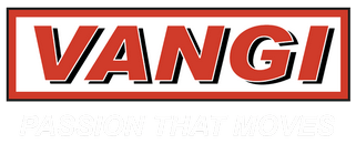 Logo Vangi in rosso e nero con lo slogan “PASSION THAT MOVES” qui sotto.