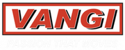 Logo VANGI in rosso e nero con lo slogan “PASSION THAT MOVES” su sfondo scuro