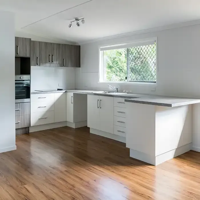 kitchen in home with vinyl flooring