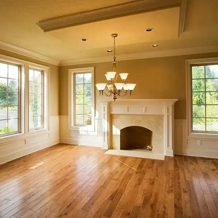 empty living room with hardwood flooring