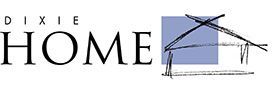 Dixie Home logo with black text and a blue house roof graphic