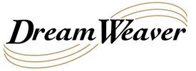 DreamWeaver logo in black script with gold swooshing arcs on a white background