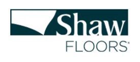 Shaw Floors logo with teal and gray text on a white background