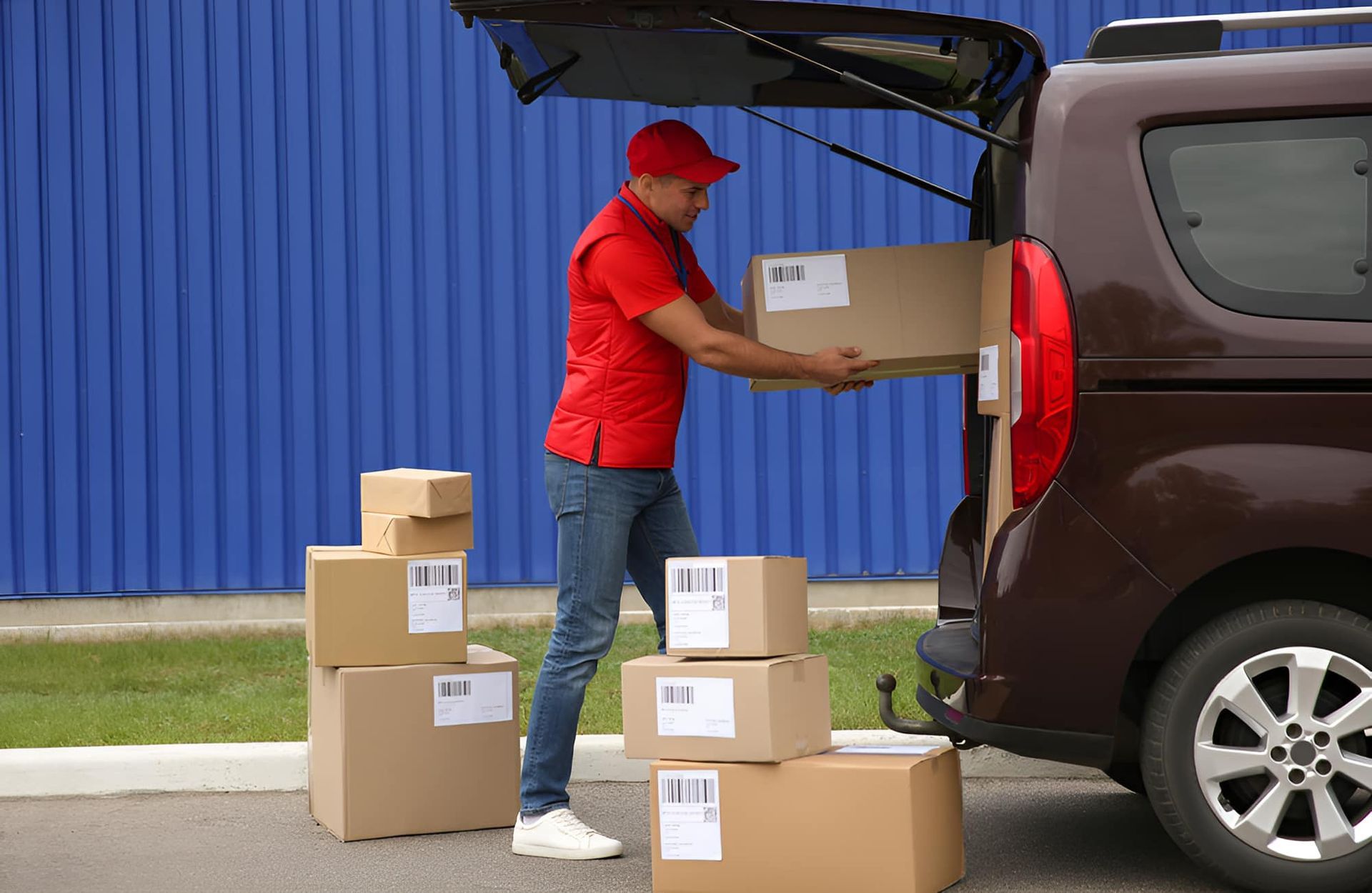 A Delivery Man Is Loading Boxes — Central Desert Transport In Ciccone, NT