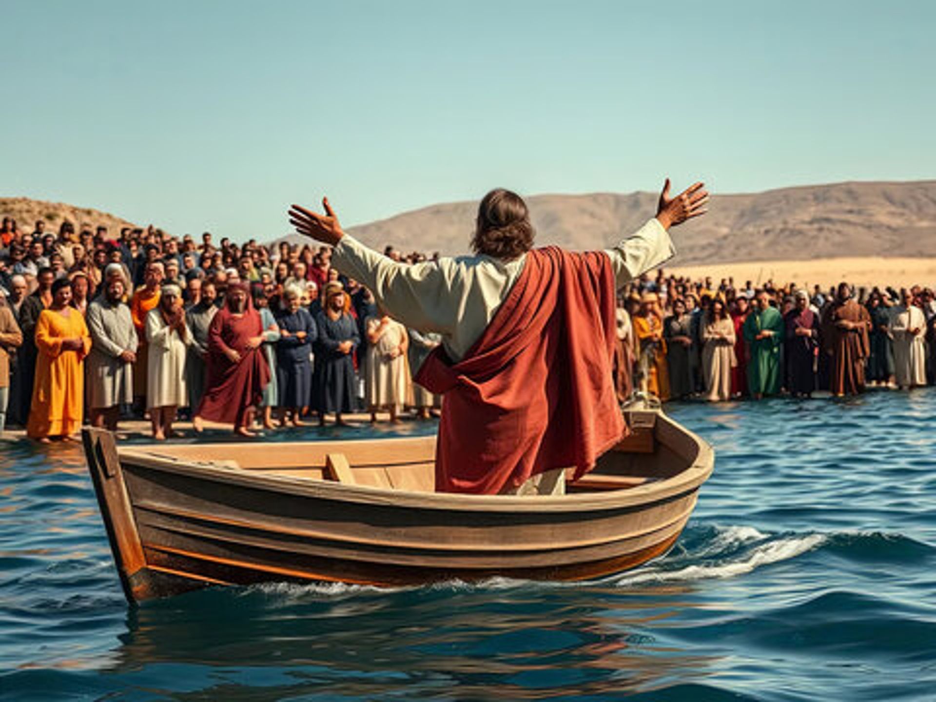 Jesus teachings from a boat