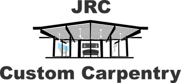 JRC Custom Carpentry logo with building drawing, text and gray color scheme.