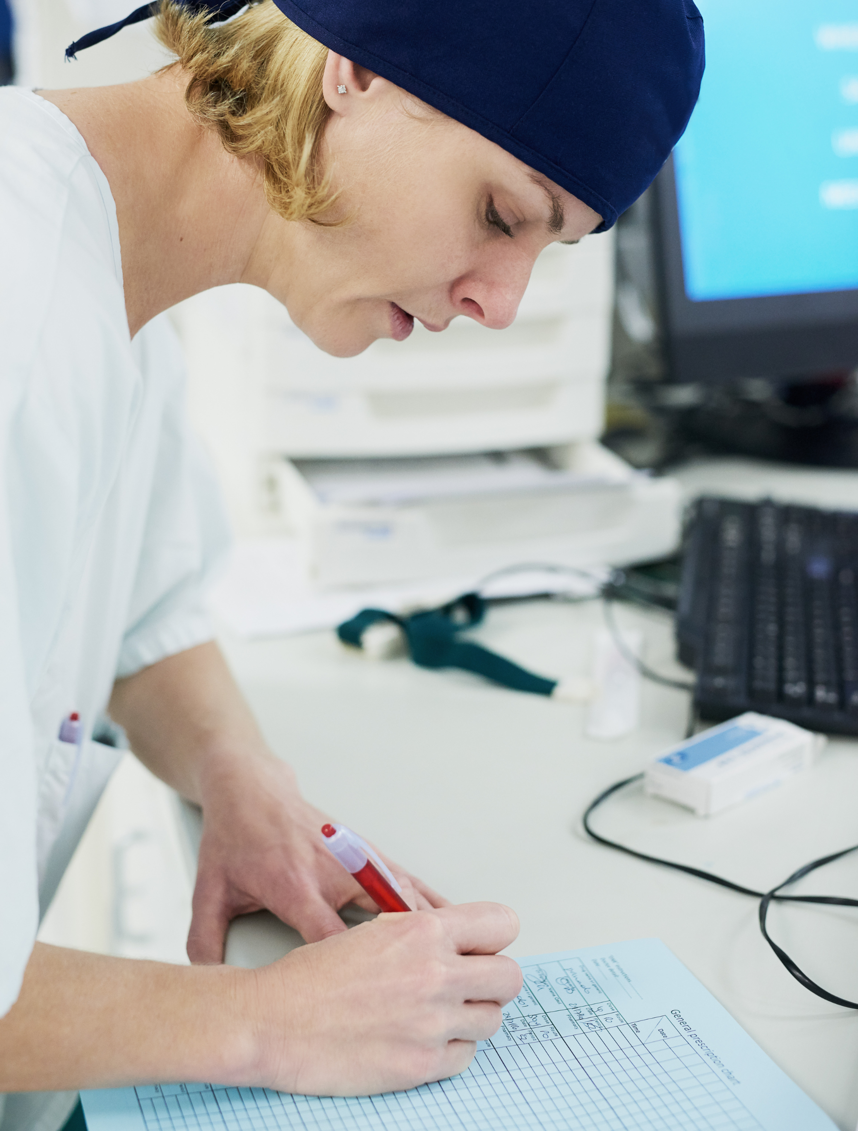 Clinical professional documenting ECG research activity