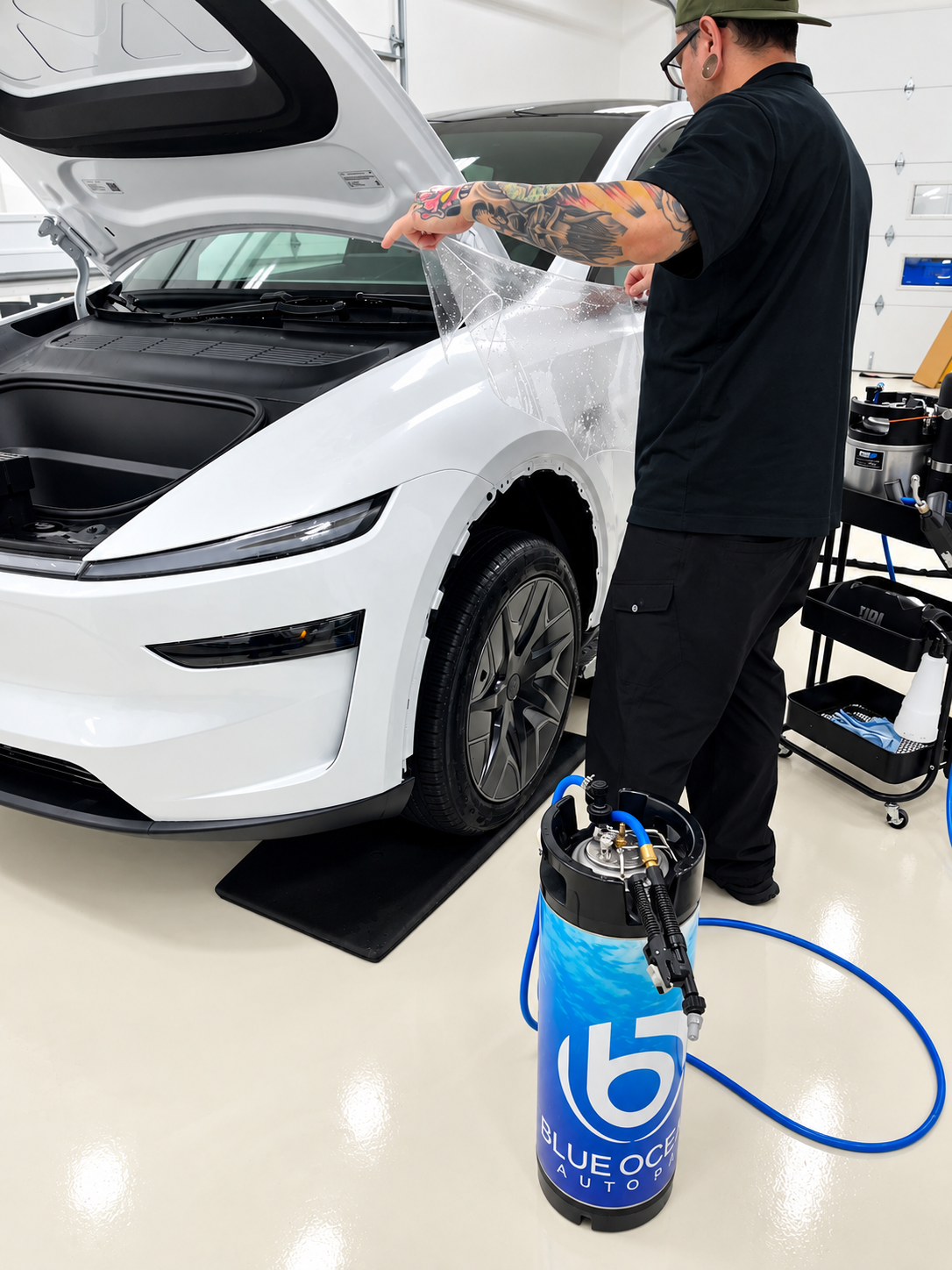 XPEL ULTIMATE PLUS paint protection film installation on 2027 Tesla Model Y L