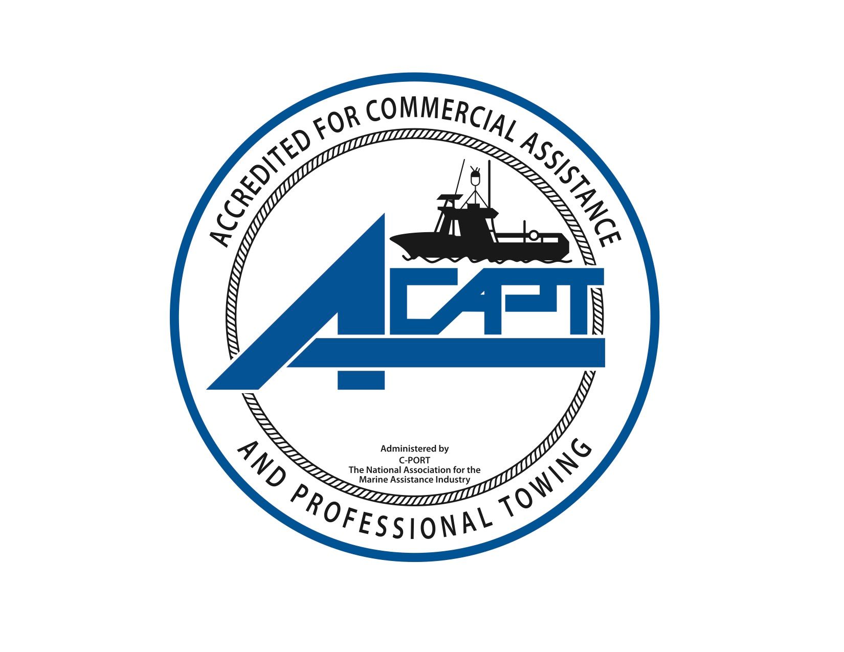 ACAPT logo with towing truck and text “Accredited for Commercial Assistance and Professional Towing”