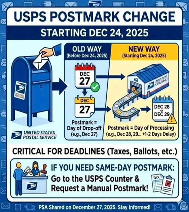 USPS Postmark change for 2026