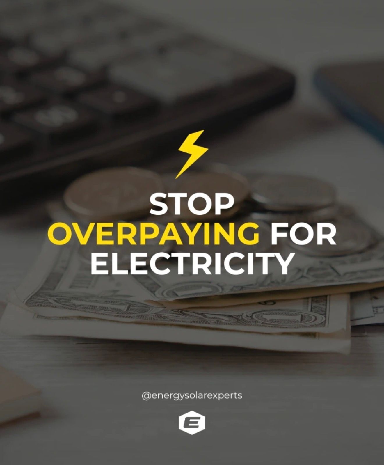 Electricity bill under a yellow lightning icon with text “Stop overpaying for electricity”