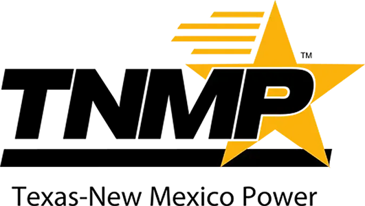 TNMP Texas-New Mexico Power logo in black and gold with star and sunburst accents