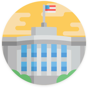 An illustration of the white house with a flag on top with conservation lands foundation