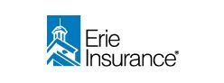 Erie Insurance logo with blue icon and black text on white background
