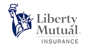 Liberty Mutual Insurance logo with blue Statue of Liberty icon and gray text on a white background