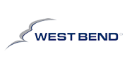 West Bend logo with blue text and gray swoosh design