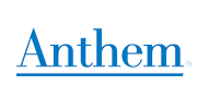 Anthem blue logo with underlined wordmark on a white background