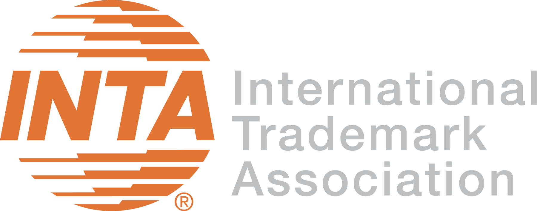 Logotipo da INTA com globo listrado em laranja e texto cinza 