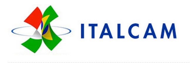 Logotipo da ITALCAM com estrela abstrata multicolorida e texto azul sobre fundo branco.
